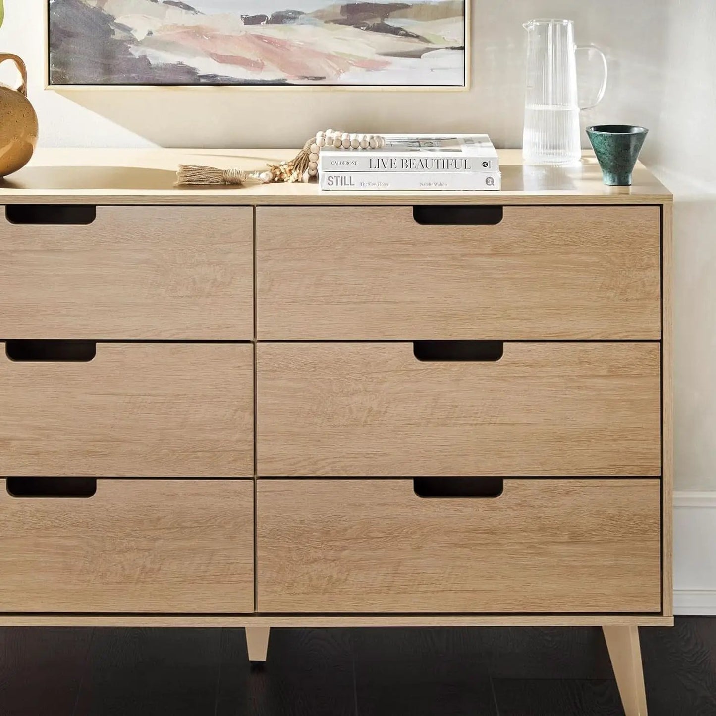 Mid-Century Modern 6-Drawer Dresser, 52 Inch Width from PriceLows™