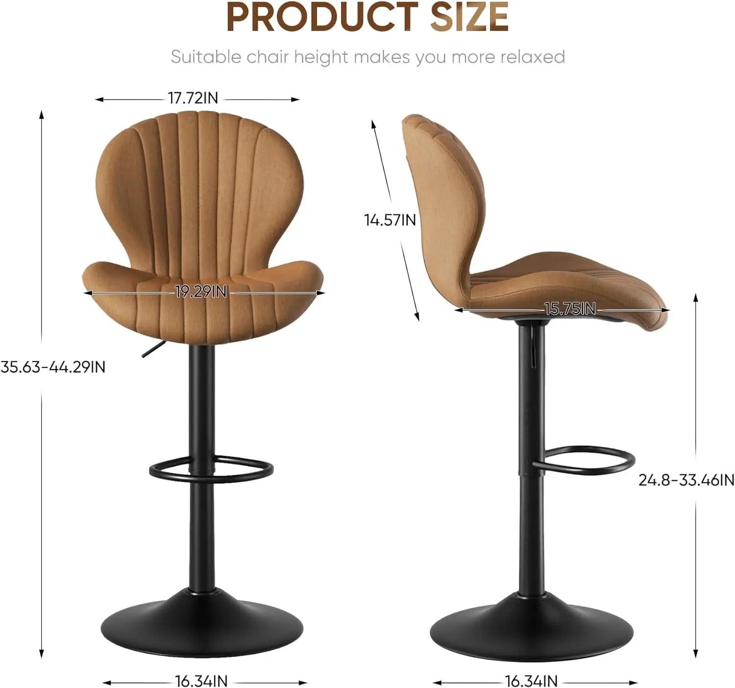 Bar Stools Set Of 3 Brown Counter Height Swivel Chairs With High Back from PriceLows™