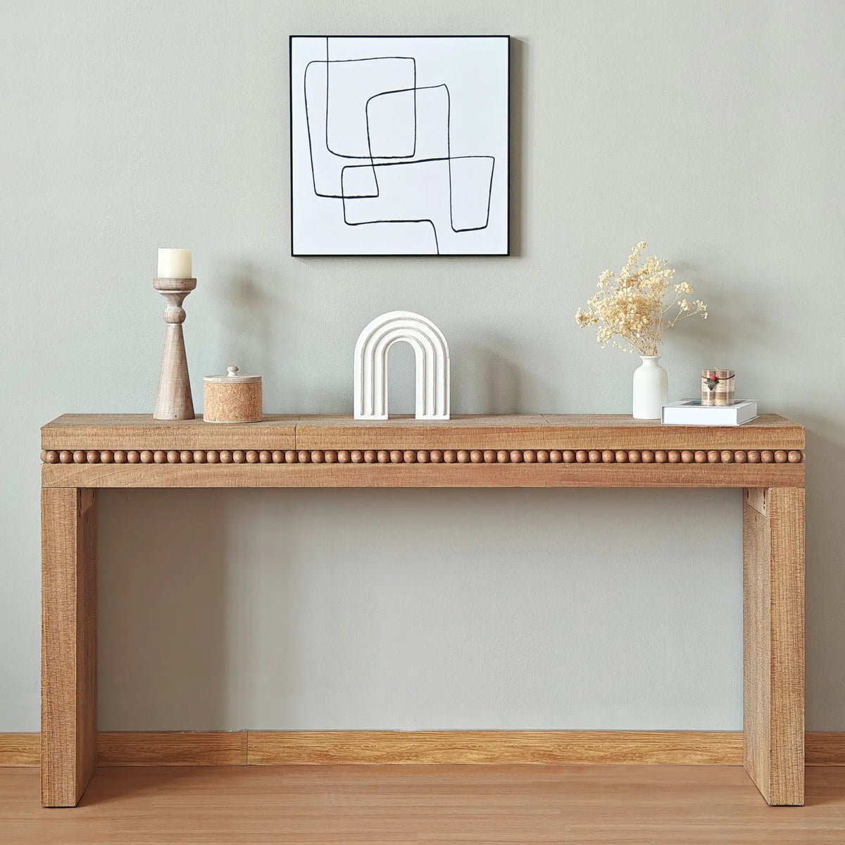 Rustic Wood Console Table | 64 Inch Width | Floating Top Design | Engineered Wood
