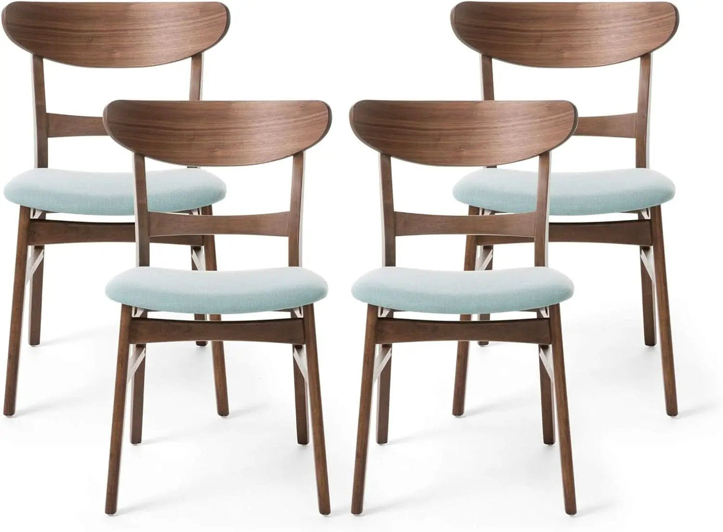 Mid Century Modern Dining Chairs Set Of 4 Mint Upholstery Walnut from PriceLows™
