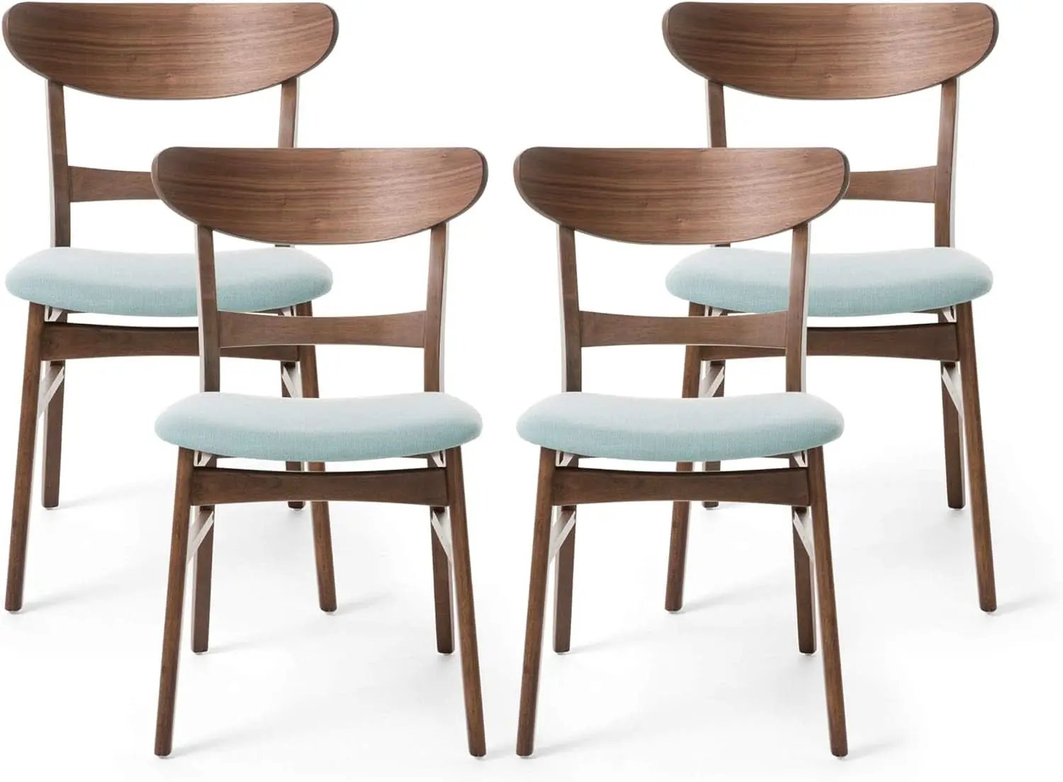 Mid Century Modern Dining Chairs Set Of 4 Mint Upholstery Walnut from PriceLows™