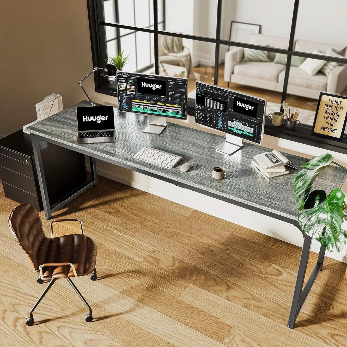 80 Inch Grey Gaming And Office Desk With Storage System from PriceLows™