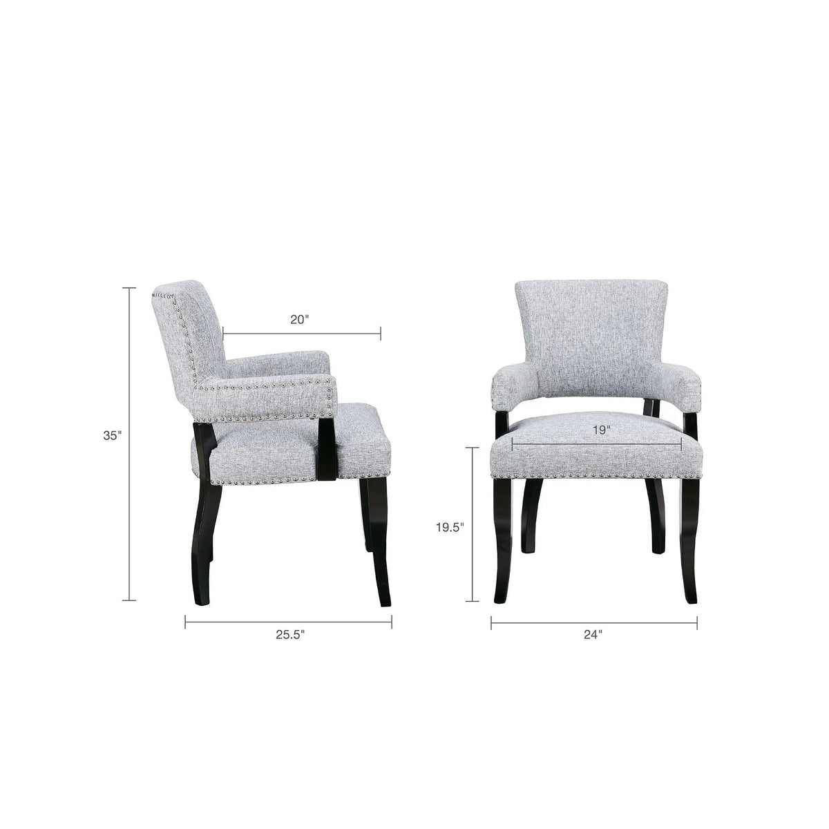 Arm Dining Chair | Brass Nail Head Detailing | Rubberwood And Solid Wood | High-Density Foam