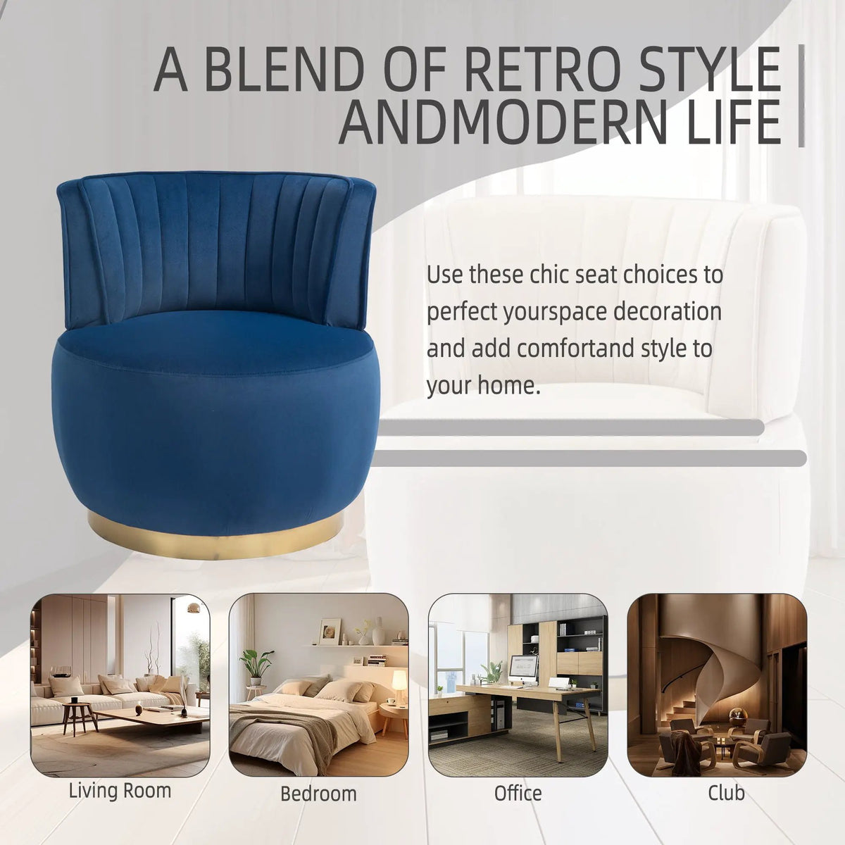 360 Degree Swivel Barrel Chair | Cuddle Accent Sofa Chair | Super Soft Fabric | Wrap-Around Barrel Back