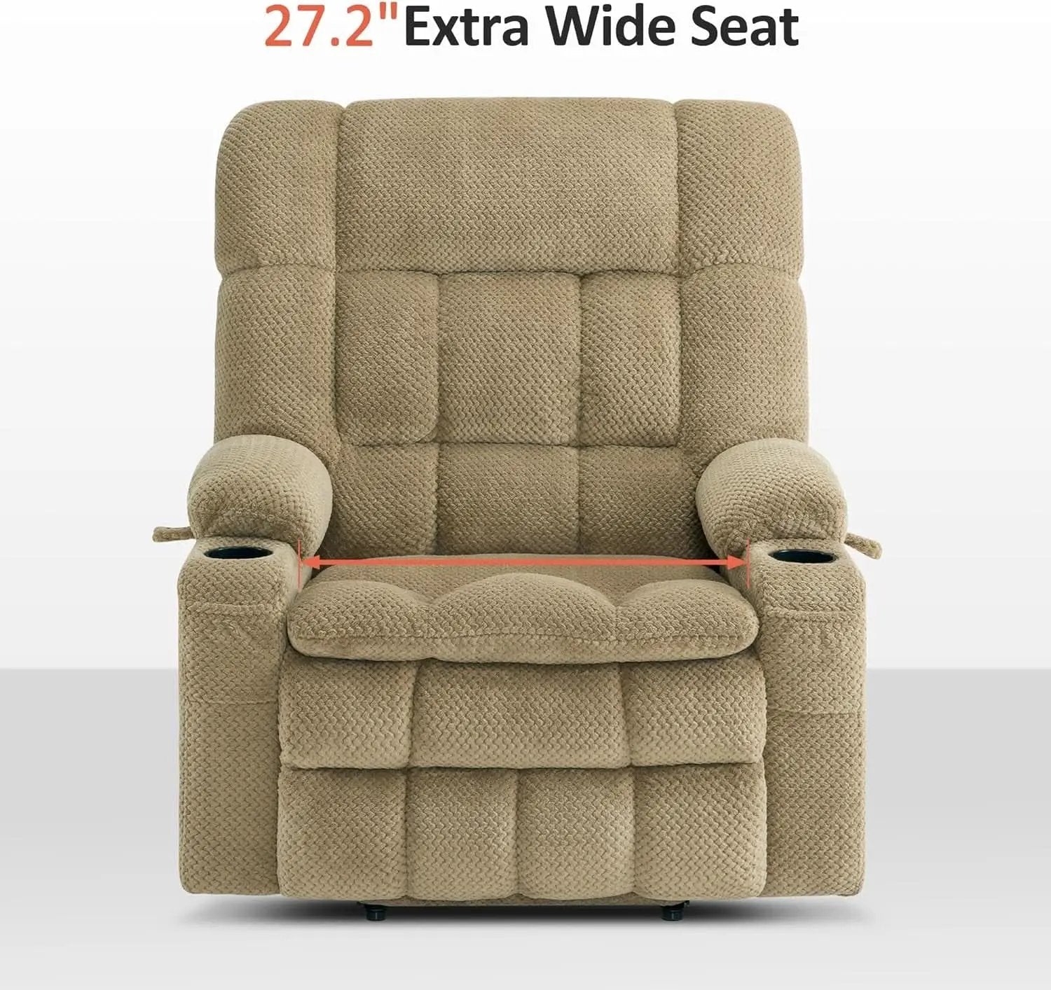 Large Dual Motor Power Lift Recliner Chair Massage Beige from PriceLows™
