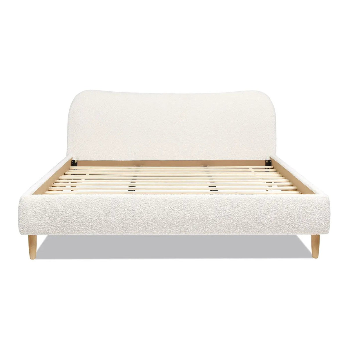 Roman Upholstered Platform Bed | Curved Headboard | Upholstered Rails | Eco-Friendly Construction