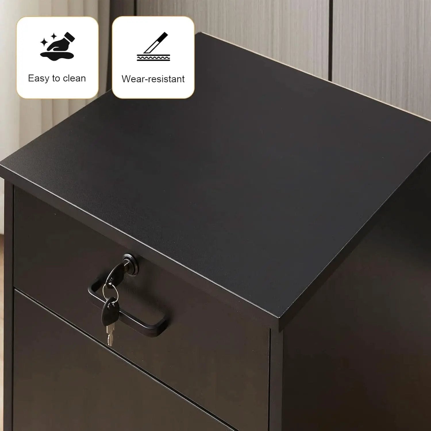 Mobile File Cabinet With Lockable Drawer And Four Wheels Black from PriceLows™