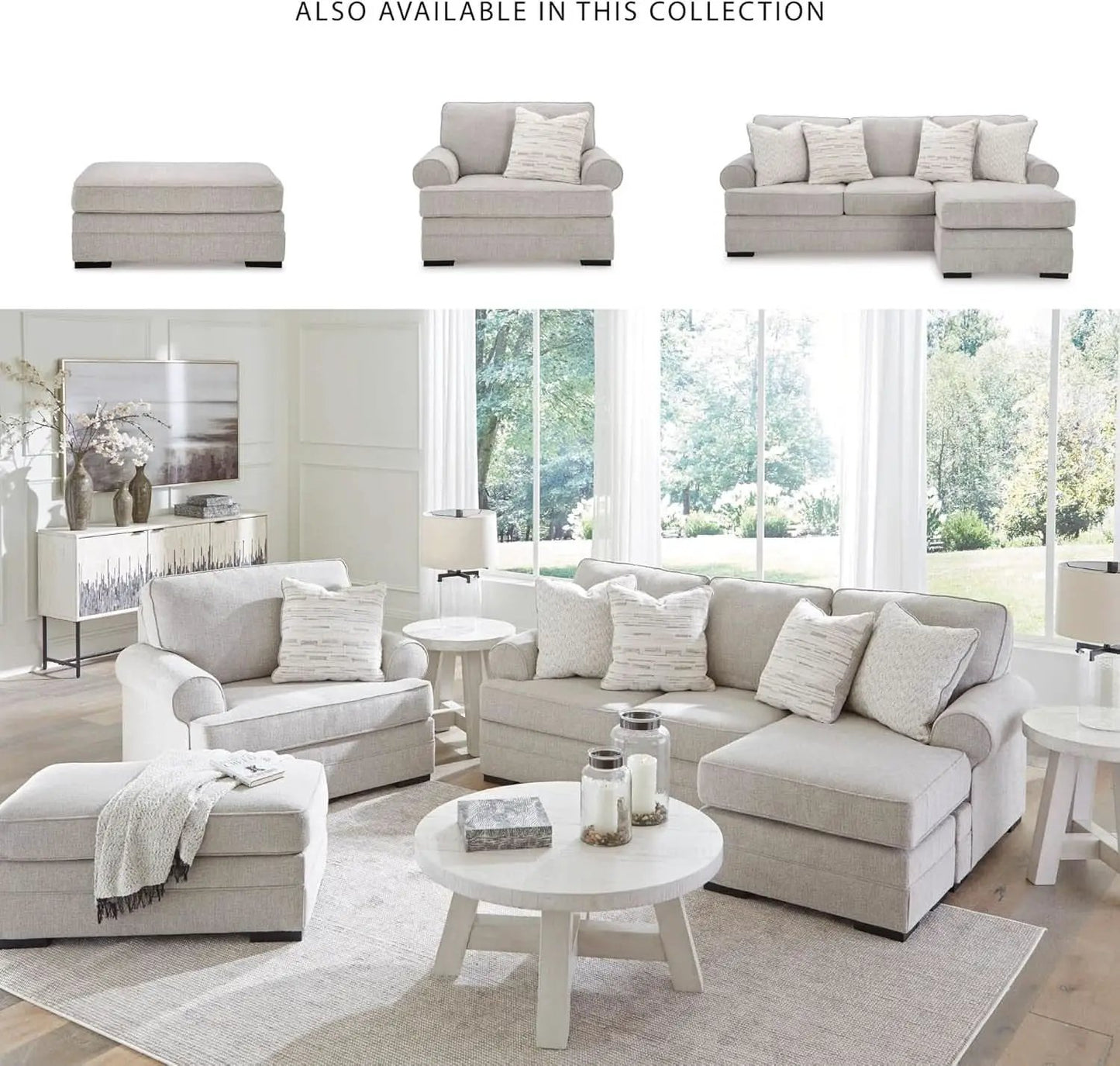 Eastonbridge Upholstered Rectangular Ottoman Light Gray from PriceLows™
