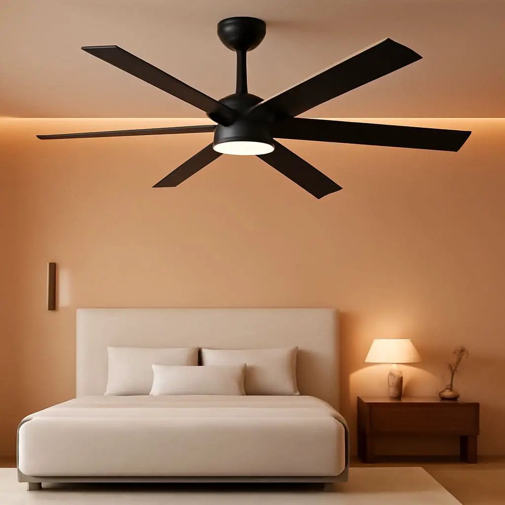 60 Inch Black Ceiling Fan With Lights Remote DC Motor from PriceLows™