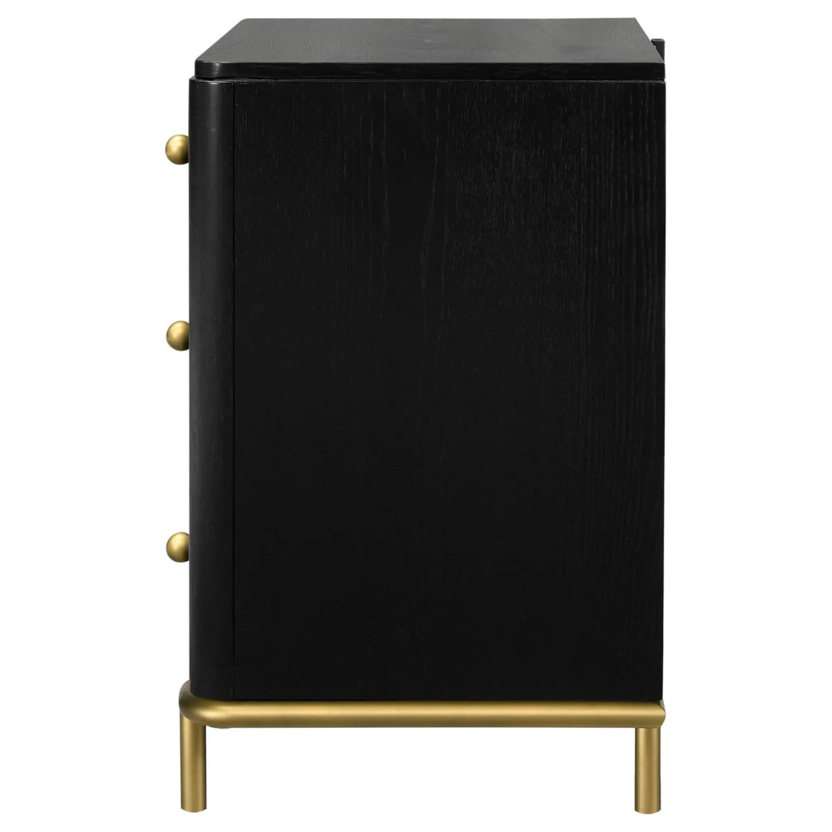 Arini 3-drawer Nightstand | 26 x 18 x 29 in | Metal & Veneer | Black