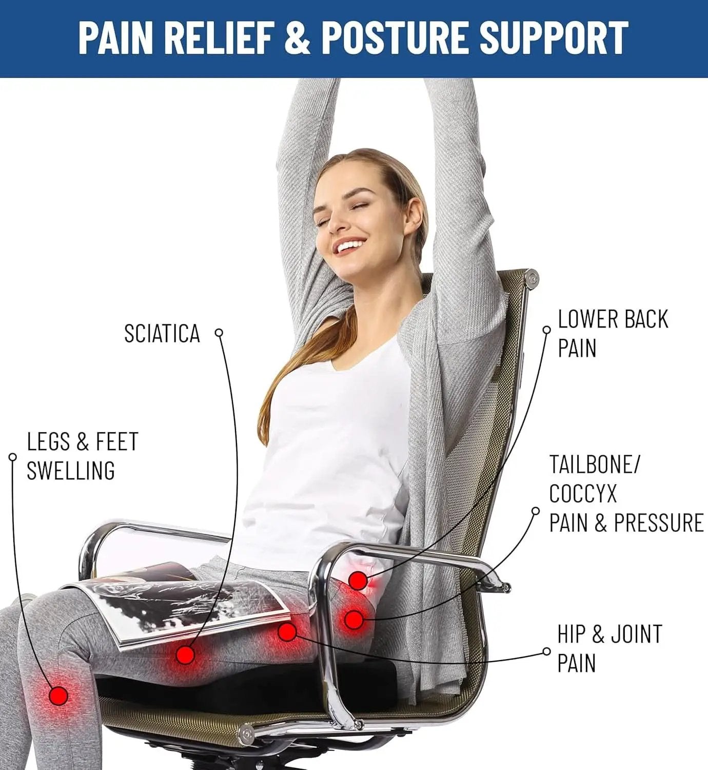 Memory Foam Office Chair Seat Cushion For Tailbone Pain from PriceLows™