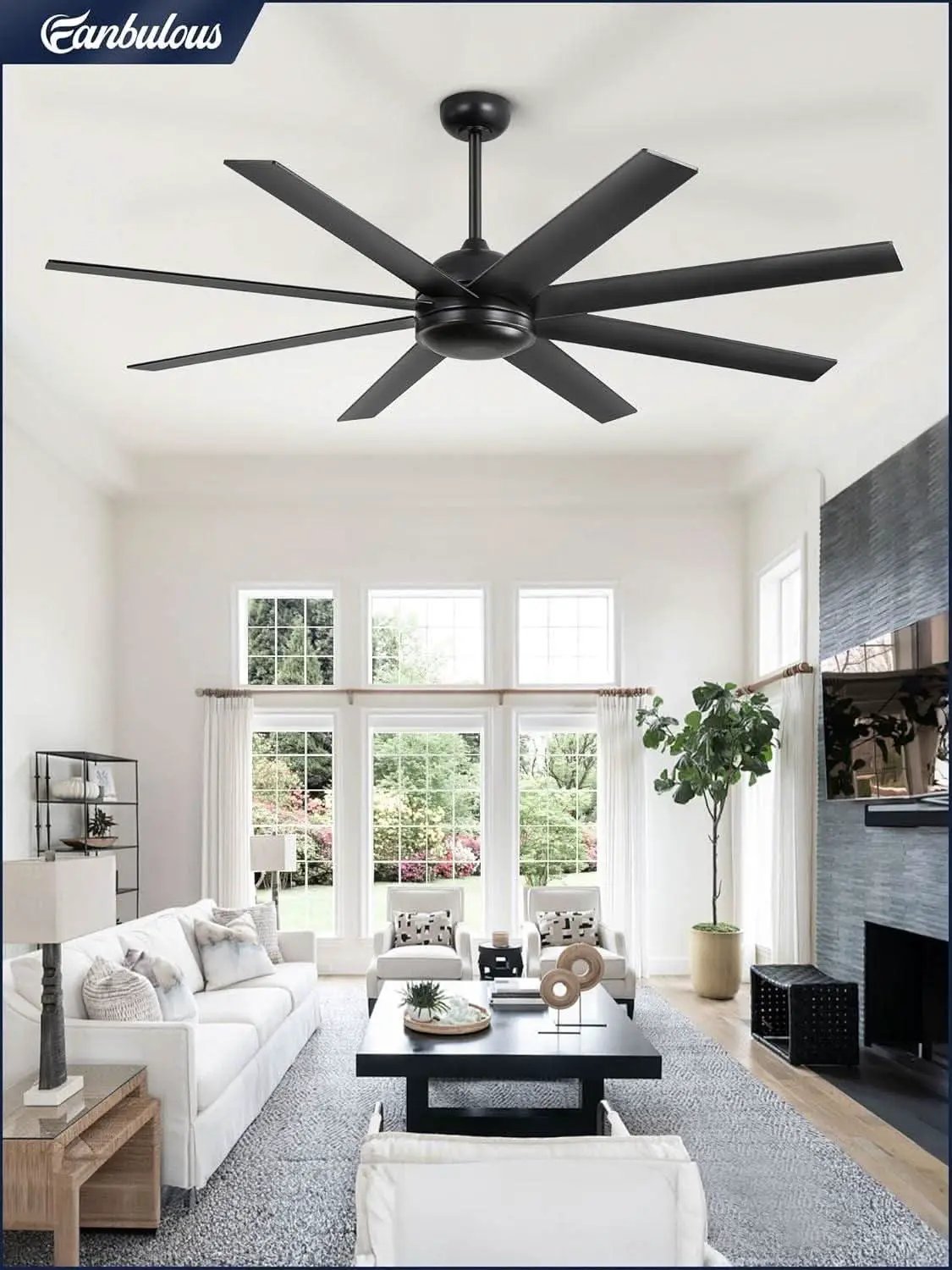 65 Inch Ceiling Fan With Remote Control No Light Indoor Outdoor from PriceLows™
