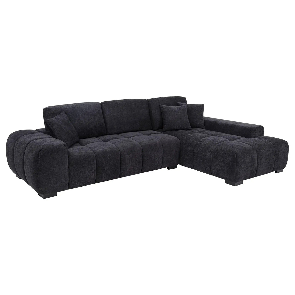 Octavia Upholstered Sectional Chaise Sofa | 119.25 x 79.5 x 35.5 in | Fabric | Black