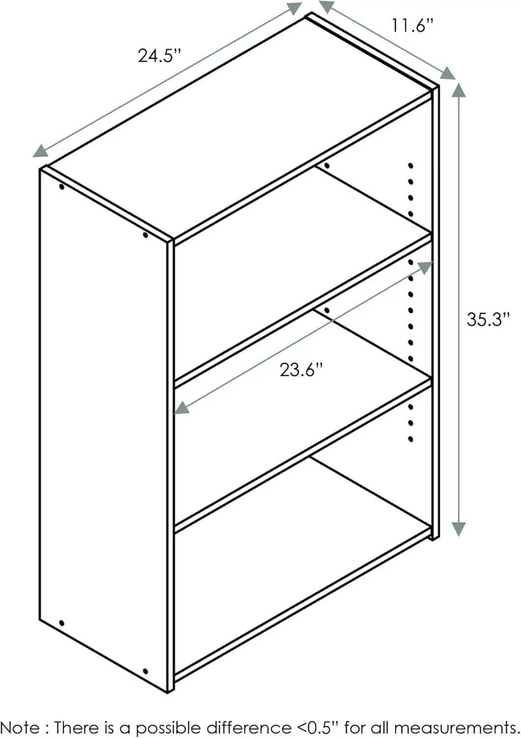 Soft White 3 Tier Bookcase With Open Shelves Living Room from PriceLows™