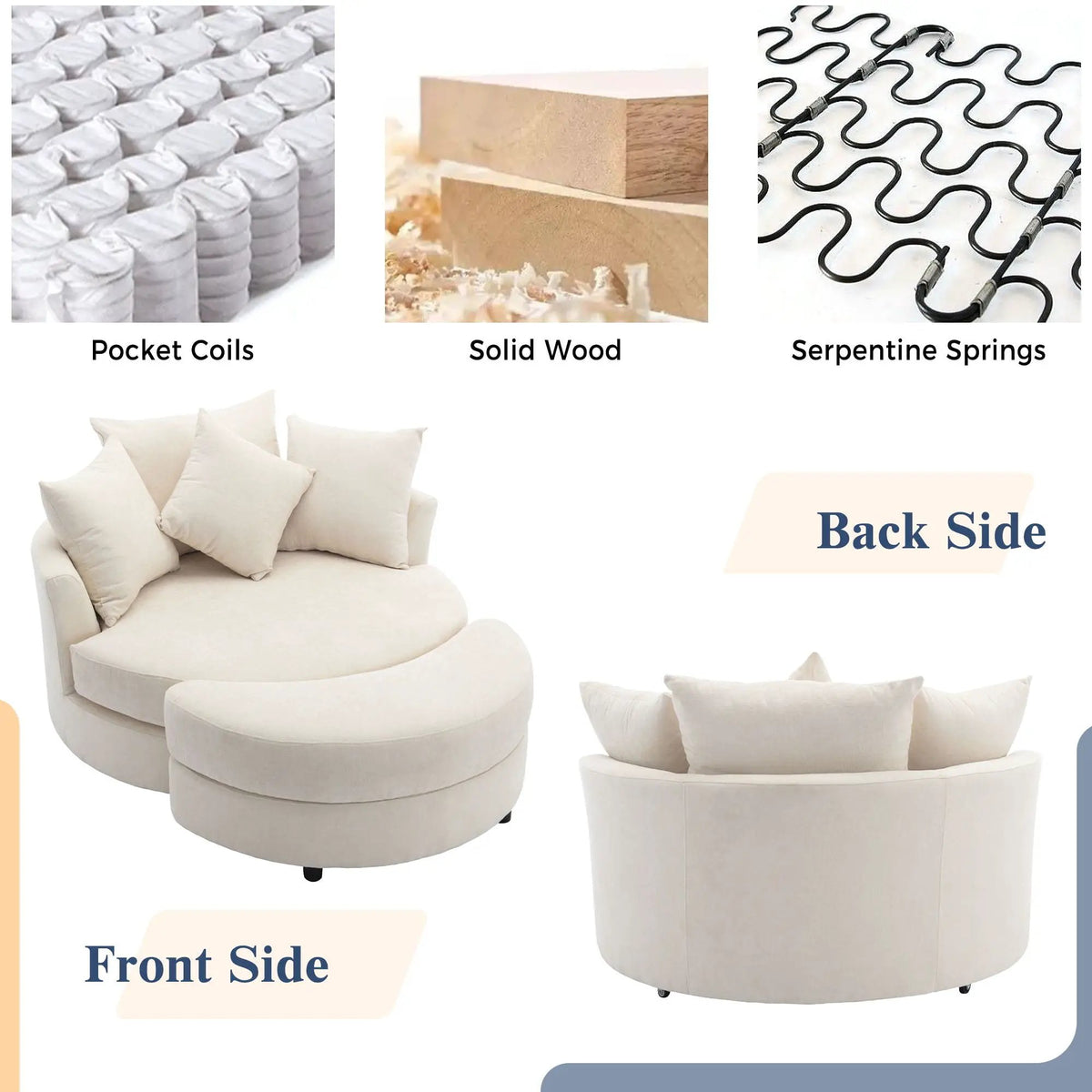 Swivel Accent Chair | 360 Degree Rotation | Ergonomic Padded Seat | Round Frame