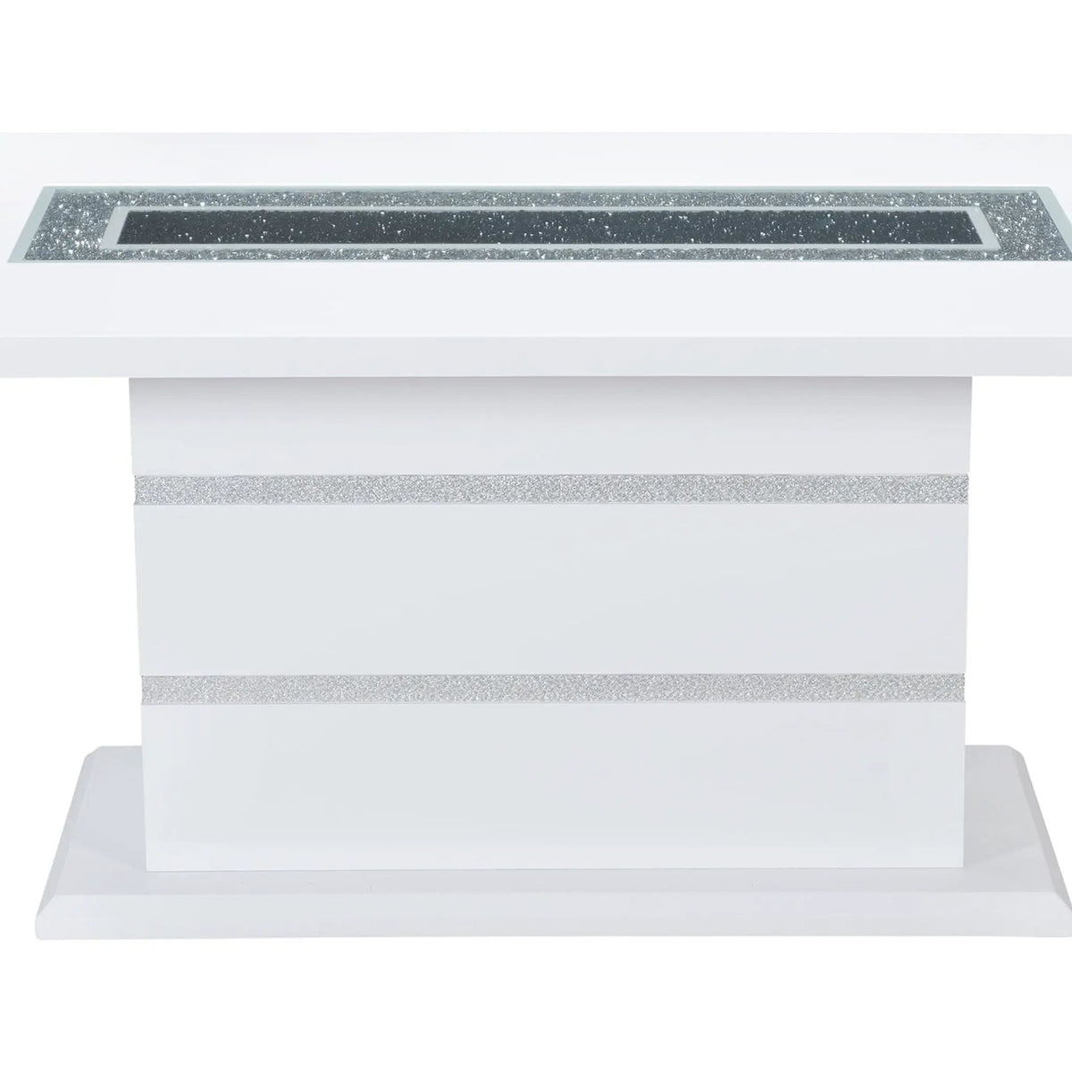 Ariya Dining Table | 79 Inch Width | High Gloss Finish | Glitter Detailing