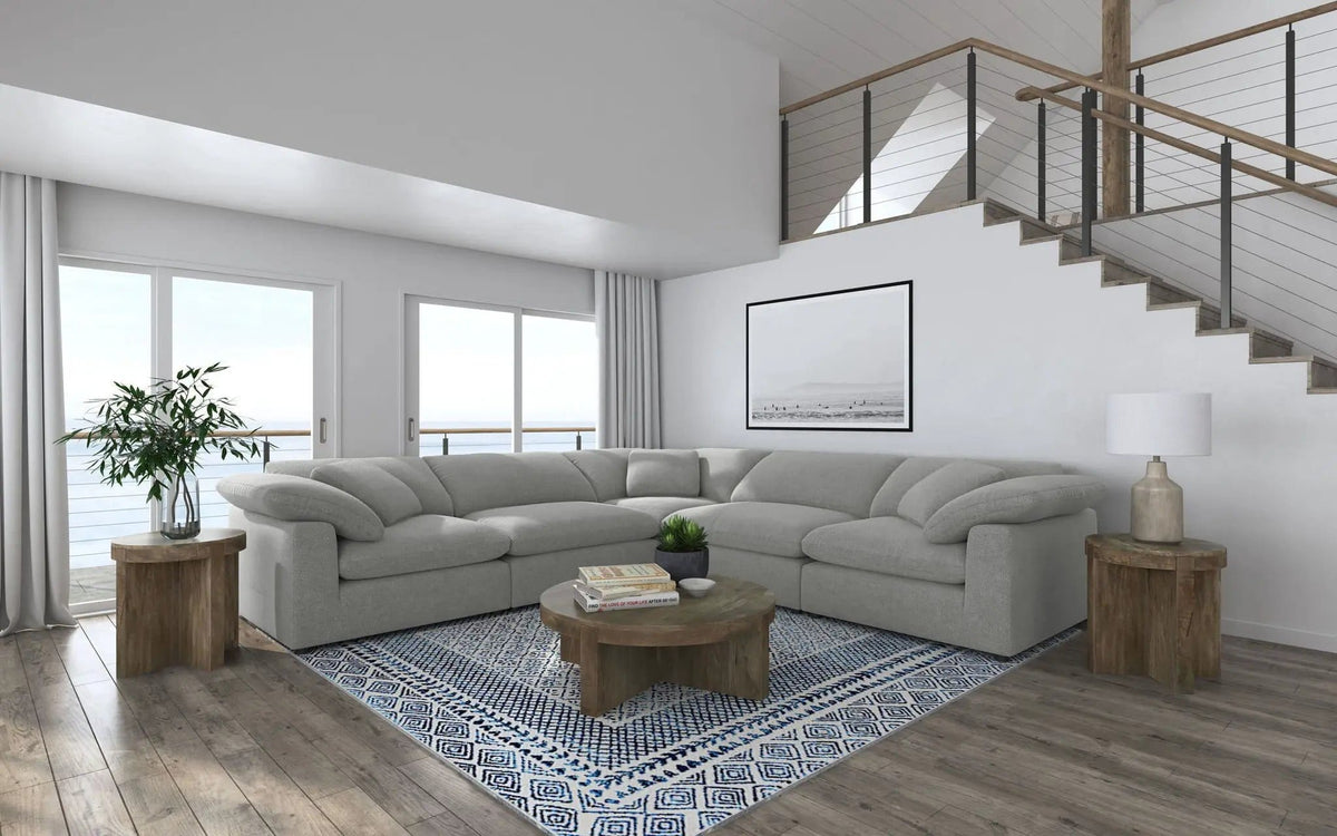 Raleigh 5-piece Boucle Upholstered Modular Sectional | 5-Piece Set | Boucle & Fabric | Grey