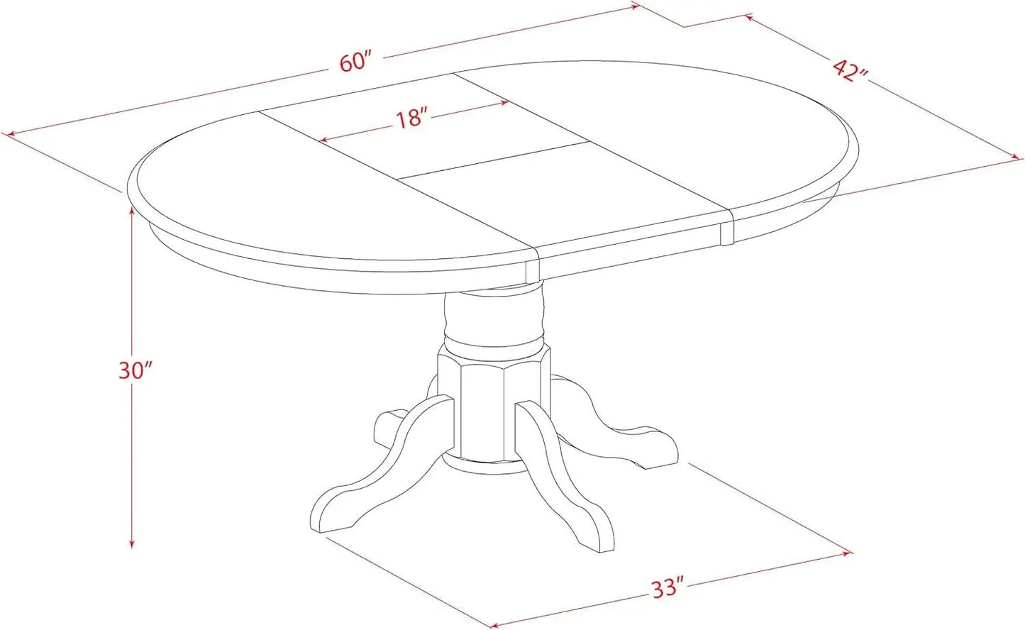Oval Dining Table 42x60 Inch Butterfly Leaf Finish from PriceLows™
