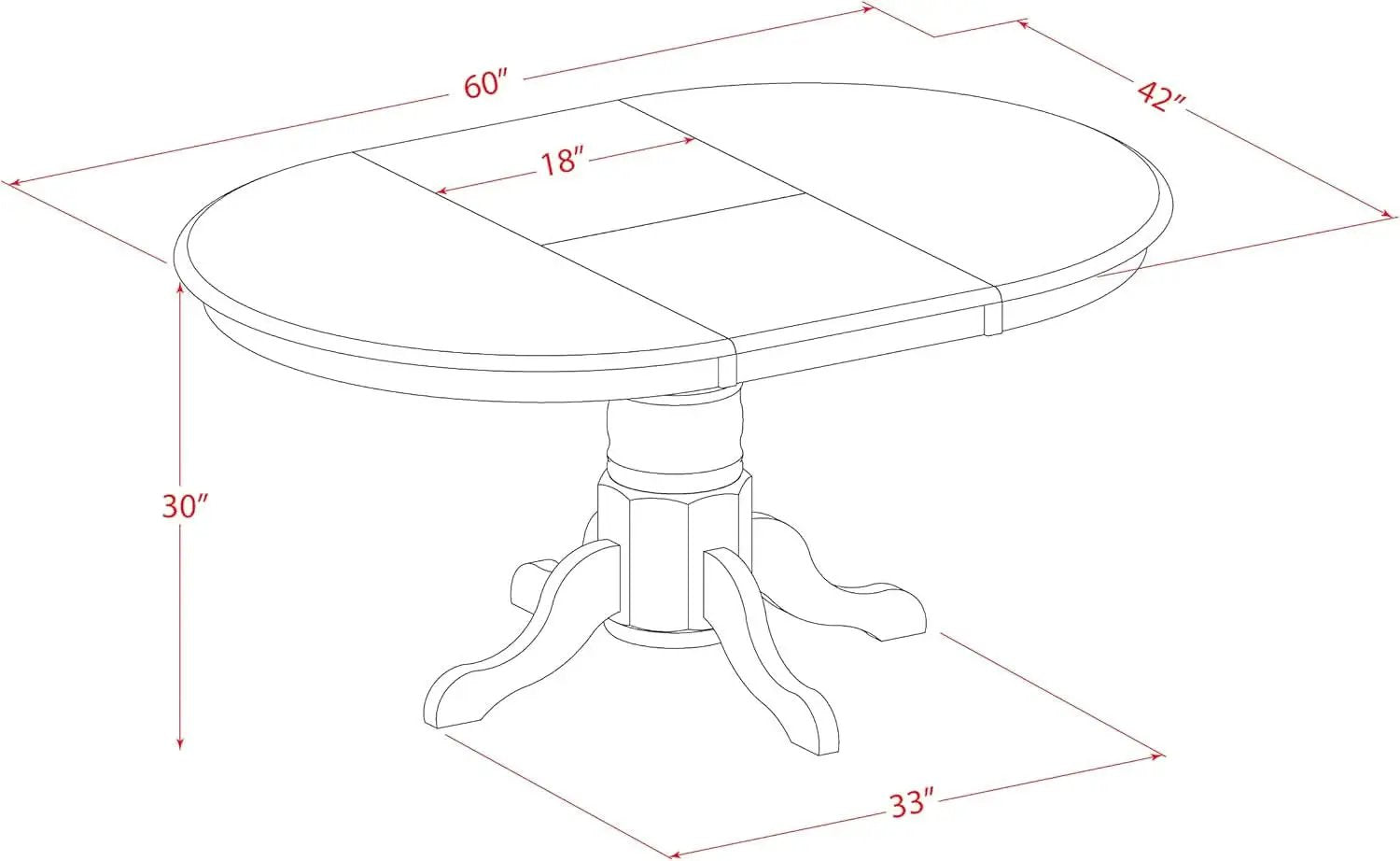 Oval Dining Table 42x60 Inch Butterfly Leaf Finish from PriceLows™