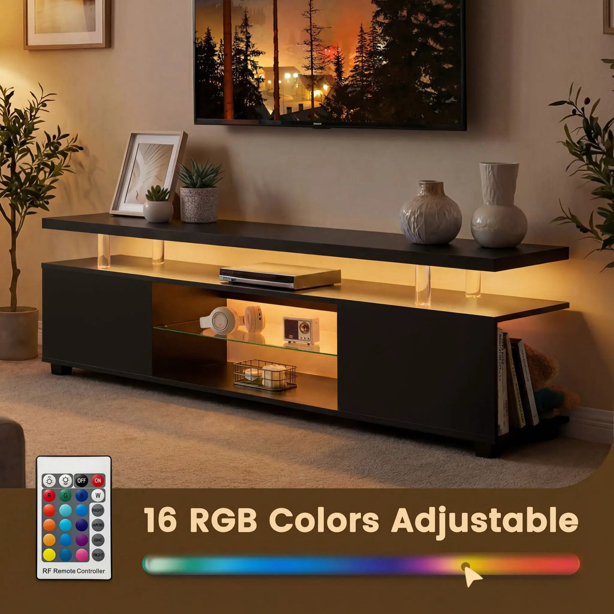 TV Stand | Built In LED | Large Side Cabinet | Modern Style