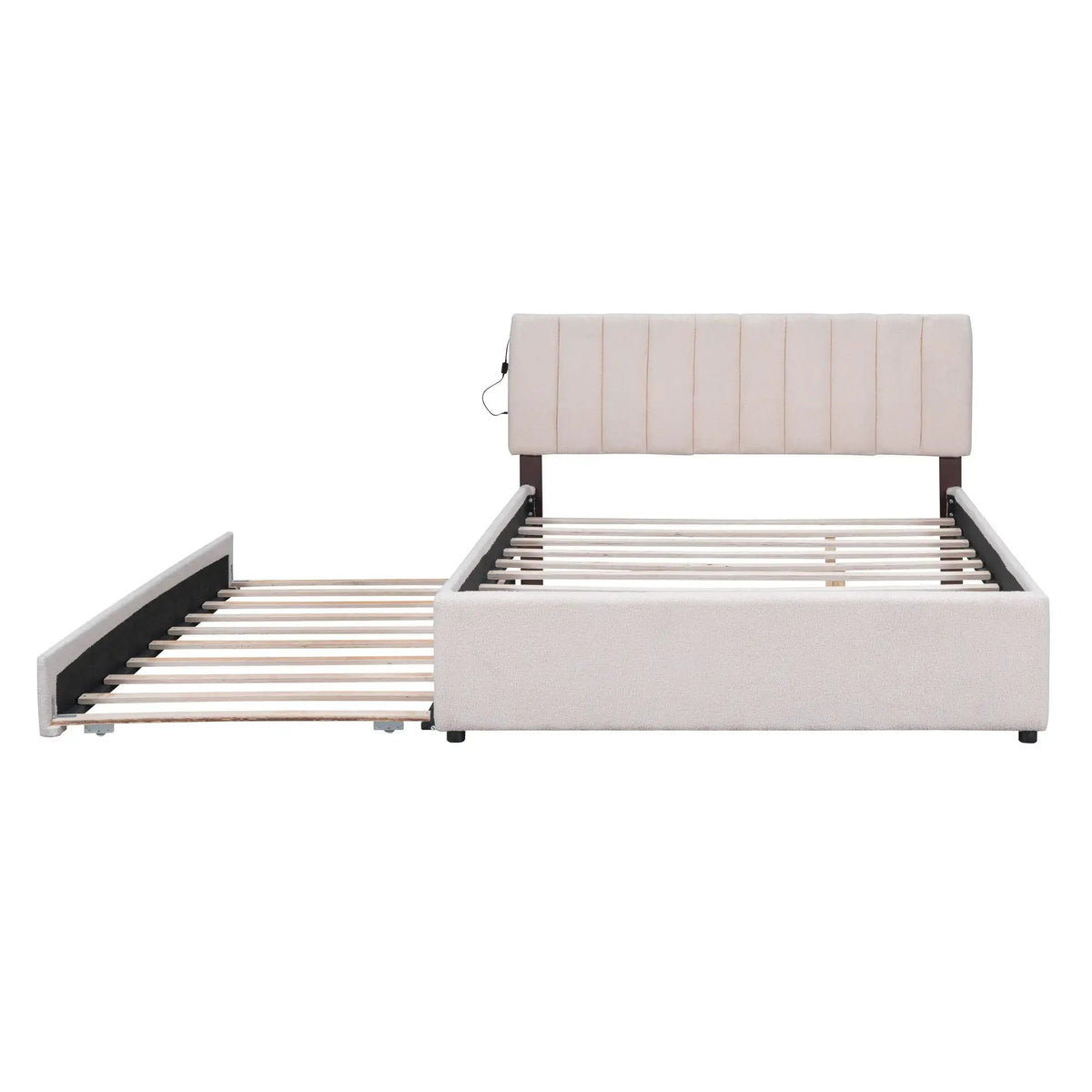 Upholstered Platform Bed | Trundle Included | Comfortable Design | 76 Inch Length