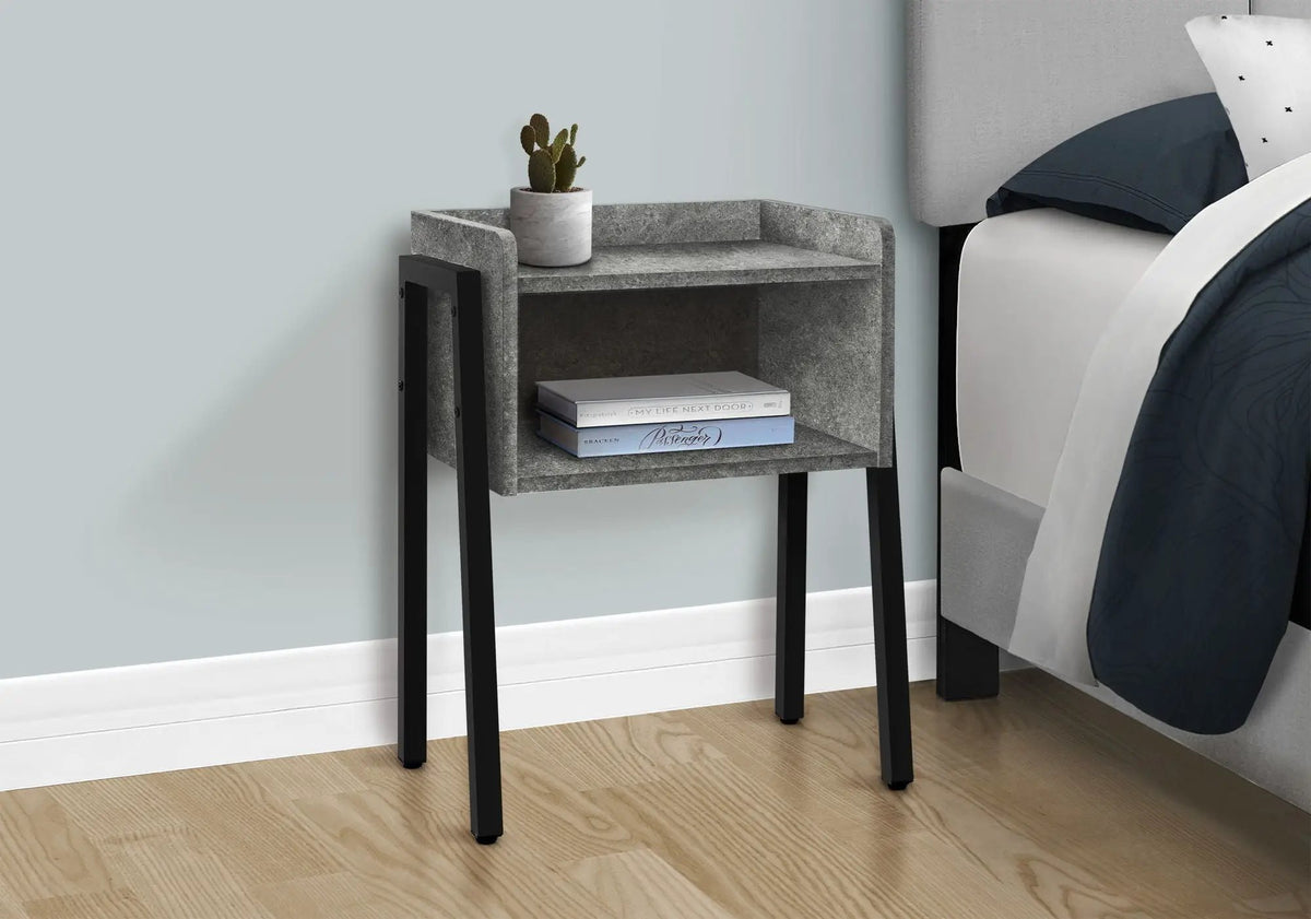 2-Tier Accent Side Table | Rectangular Top | Storage Cubby | Contemporary Design