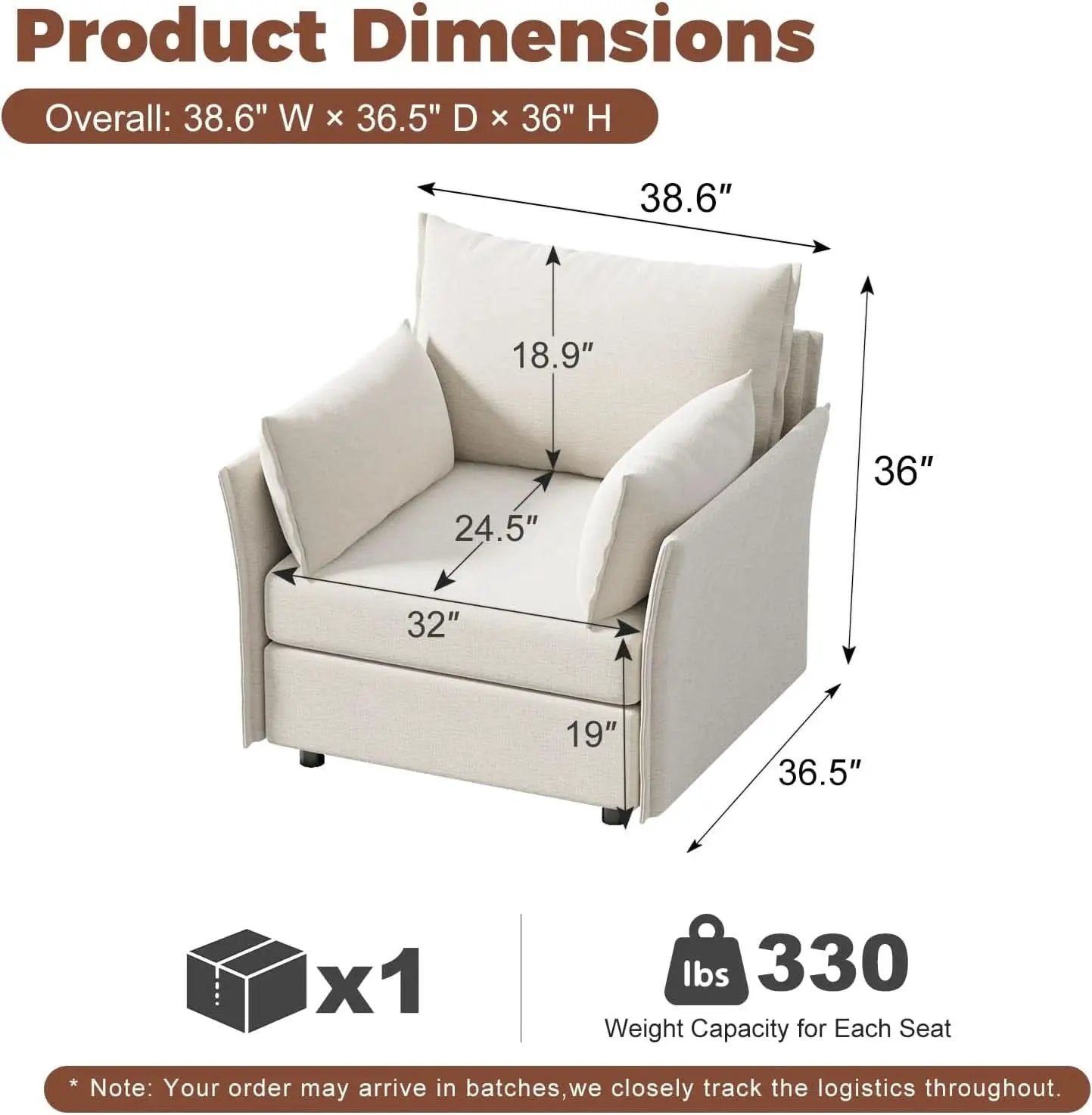 White Upholstered Accent Chair With Removable Backrest from PriceLows™