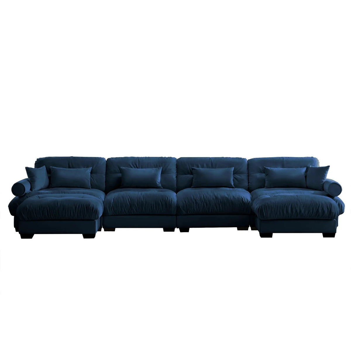Modular Sectional Sofa | Deep Comfort Cushions | Vintage Fabric Ottoman