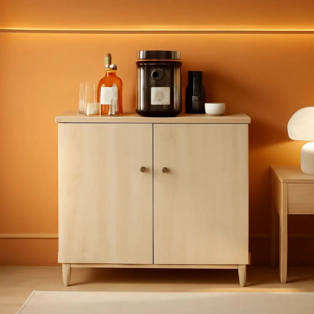 35.4 Inch Wide Light Oak Sideboard Storage Cabinet from PriceLows™