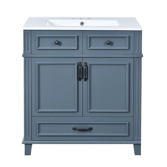 29 Inch Bathroom Vanity | Rubberwood Frame | Ceramic Sink | Soft Closing Doors