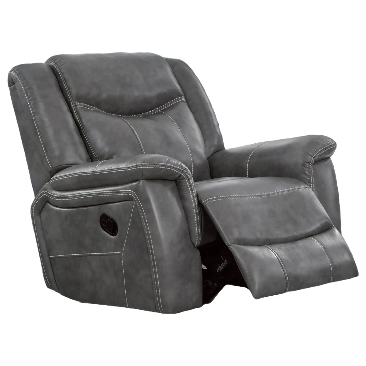Conrad Upholstered Padded Arm Glider Recliner Reclining Chair | 42 x 41 x 40 in | Faux Leather | Grey