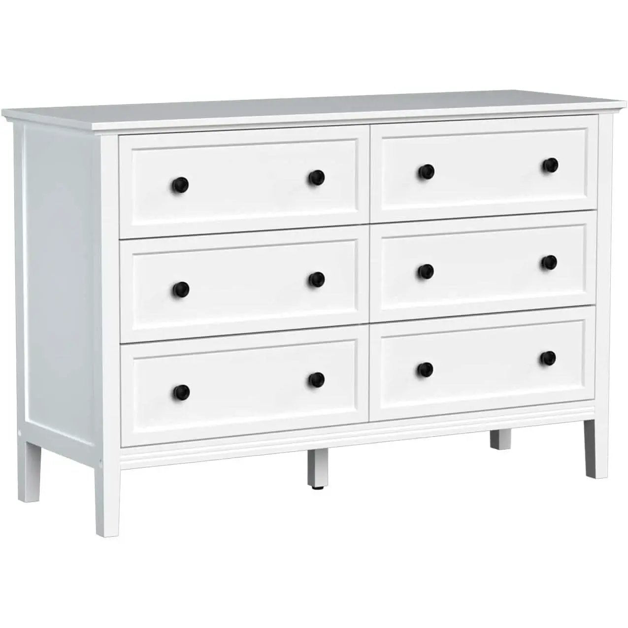 Modern White 6-Drawer Dresser With Metal Handles Bedroom from PriceLows™