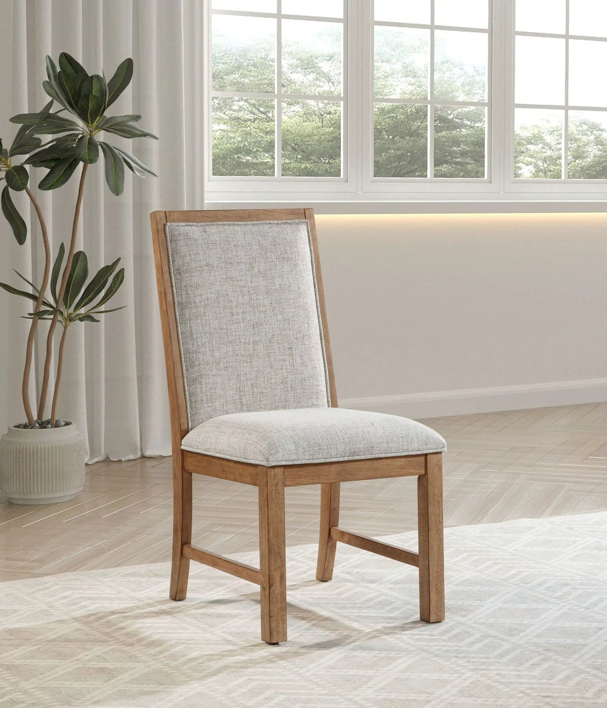 Bruner Upholstered Side Chair Natural Brown (Set of 2) | 20 x 24.75 x 38 in | Rubberwood & Fabric | Living Room