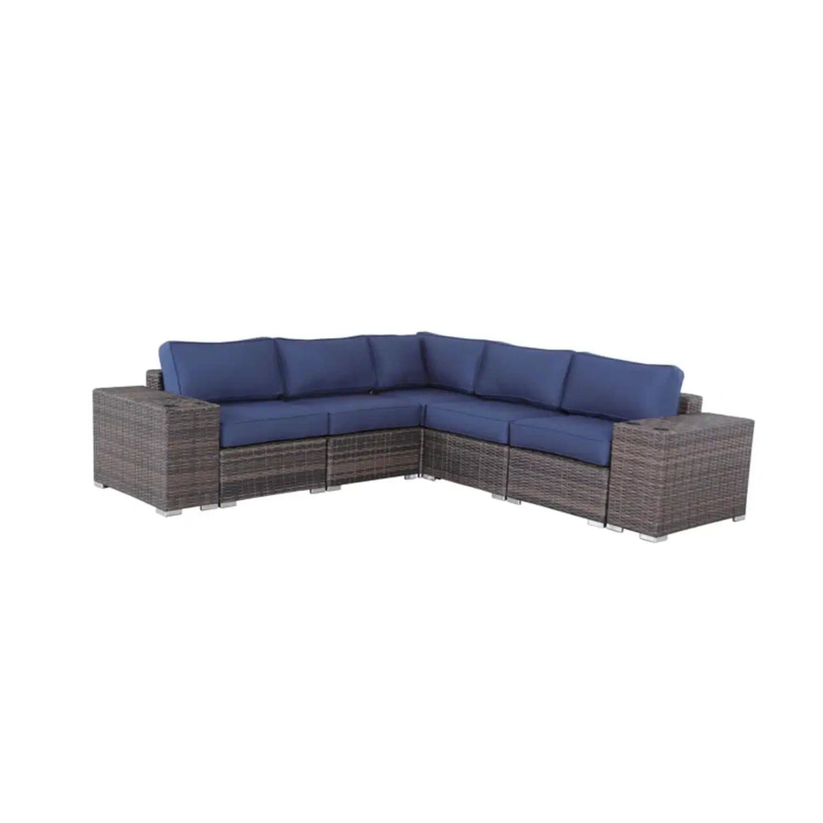 Modern Rattan Wicker Seating Group With Cushions Stationary Sectional | 102 x 102 x 26 in | Rattan & Wicker | Living Room