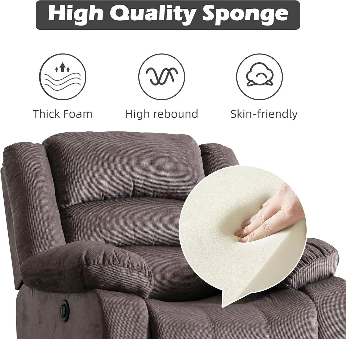 Brown Oversized Electric Recliner Chair With Plush Cushions from PriceLows™