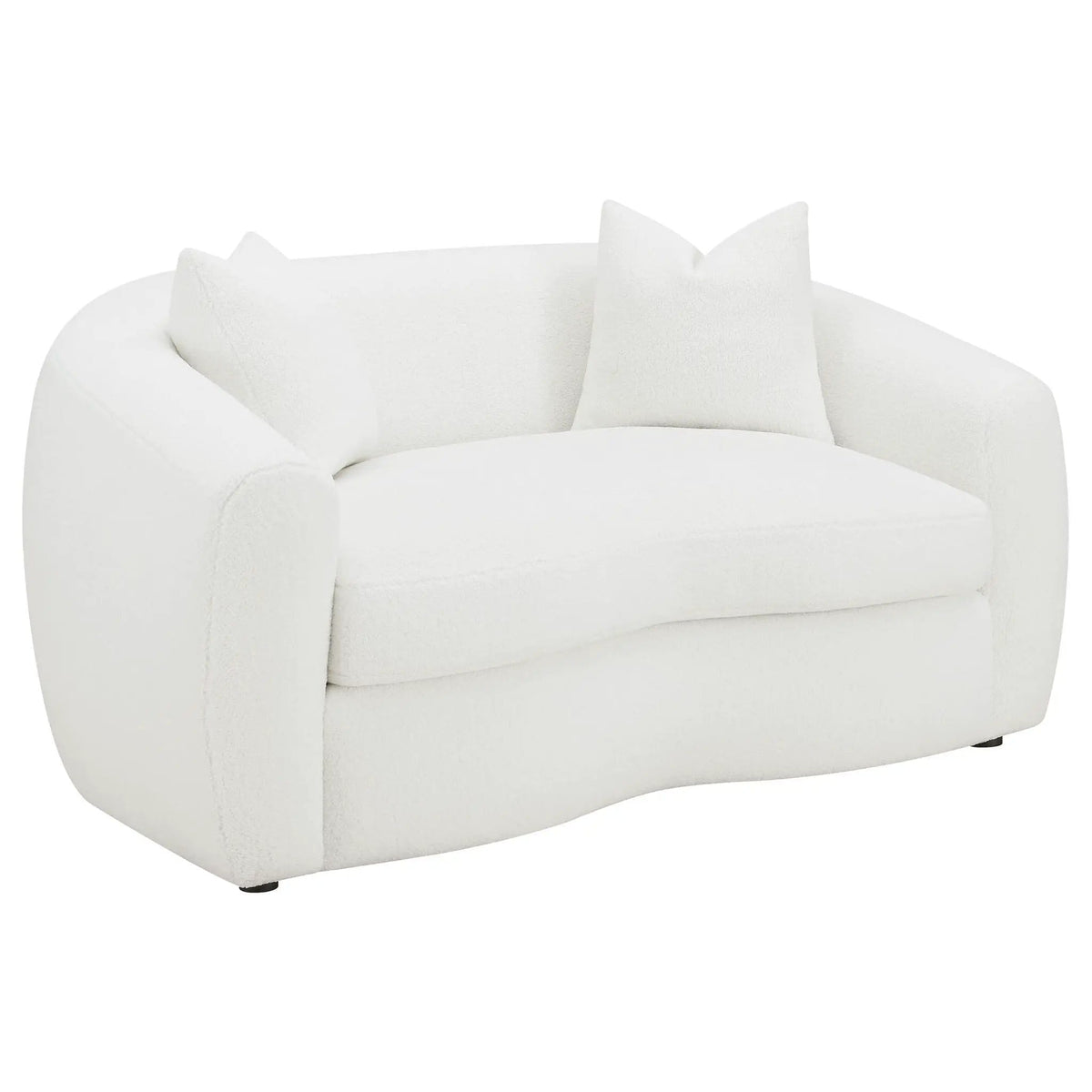 Isabella Faux Sheepskin Upholstered Loveseat | 68 x 42 x 32.5 in | Wood | Natural
