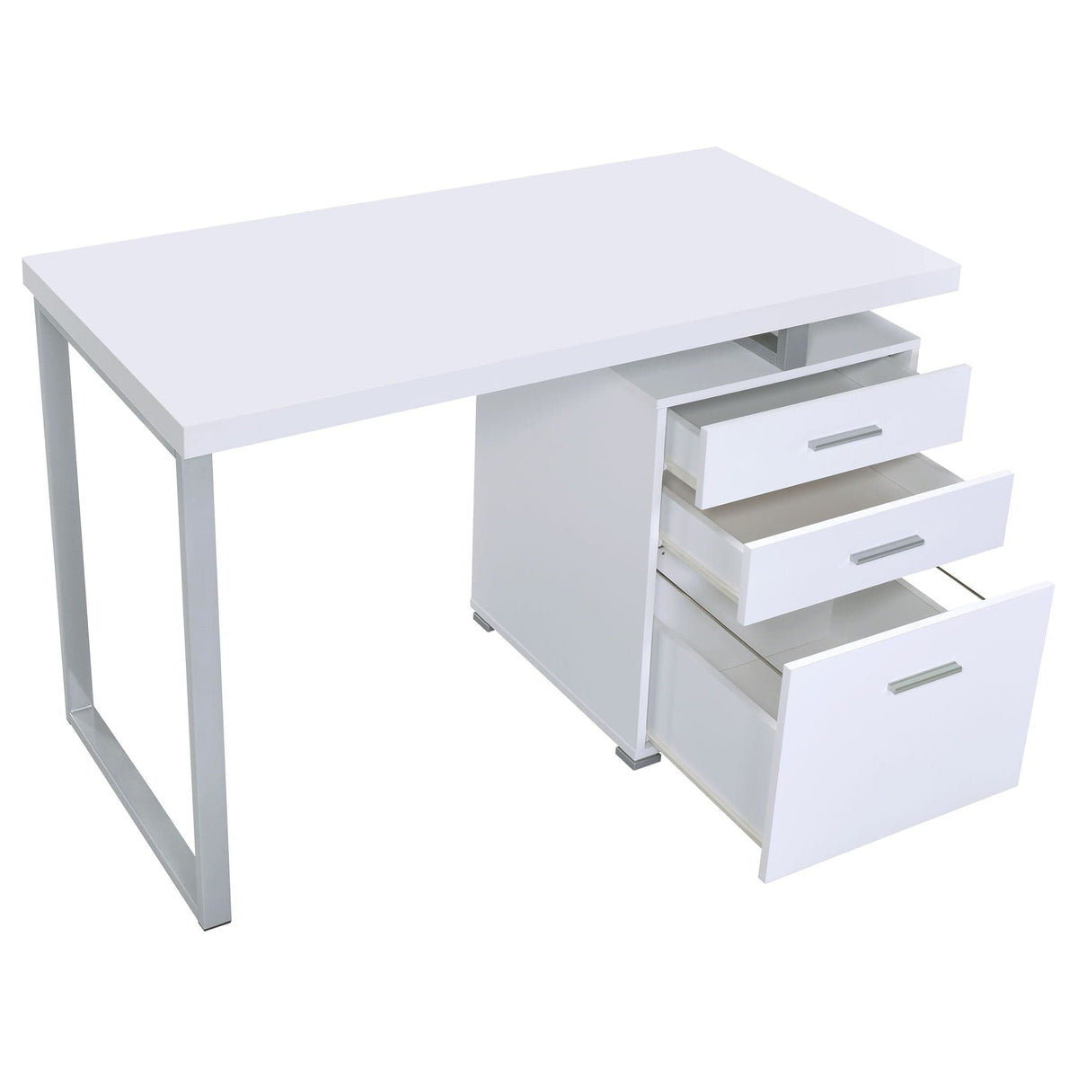 Brennan 47-inch 3-drawer Office Computer Desk | 47.25 x 23.5 x 30 in | Engineered Wood & Metal | White