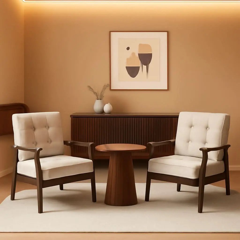 Mid-Century Fabric Upholstered Armchair Set Of Two from PriceLows™