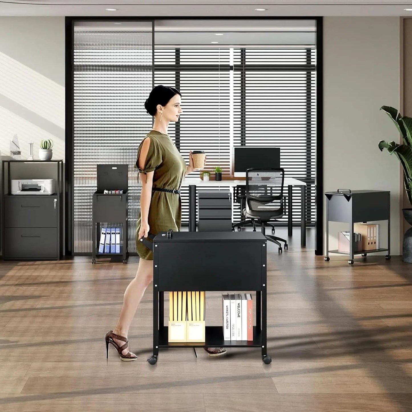 Locking Rolling File Cabinet With Hanging Folders On Wheels from PriceLows™