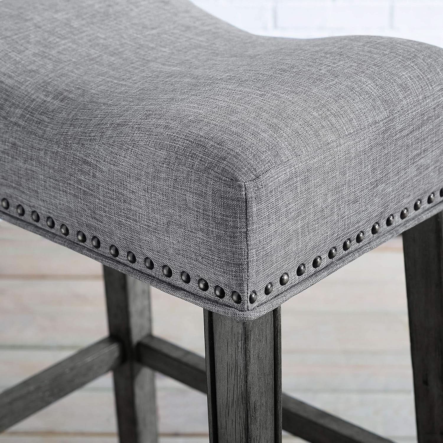 Gray 29 Inch Bar Stools Set Of 2 With Backless Saddle Seat from PriceLows™