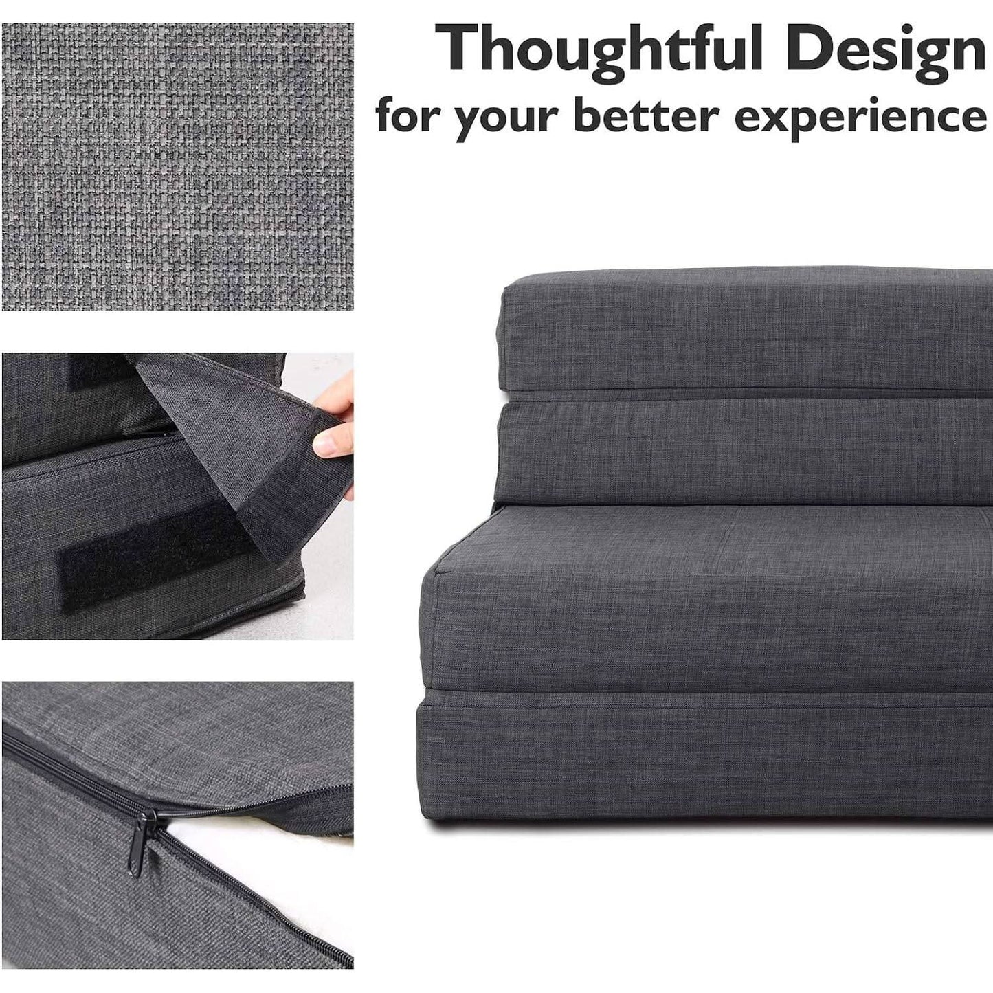 Memory Foam Sleeper Chair With Washable Cover Dark Gray from PriceLows™