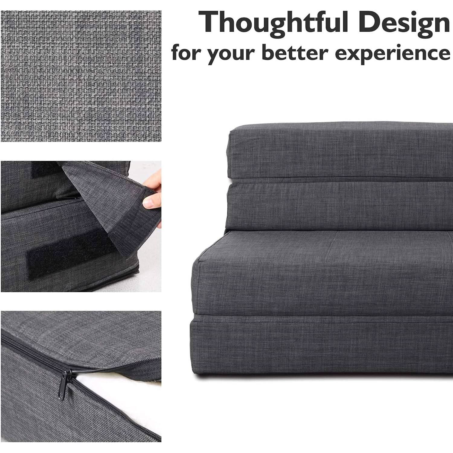 Memory Foam Sleeper Chair With Washable Cover Dark Gray from PriceLows™