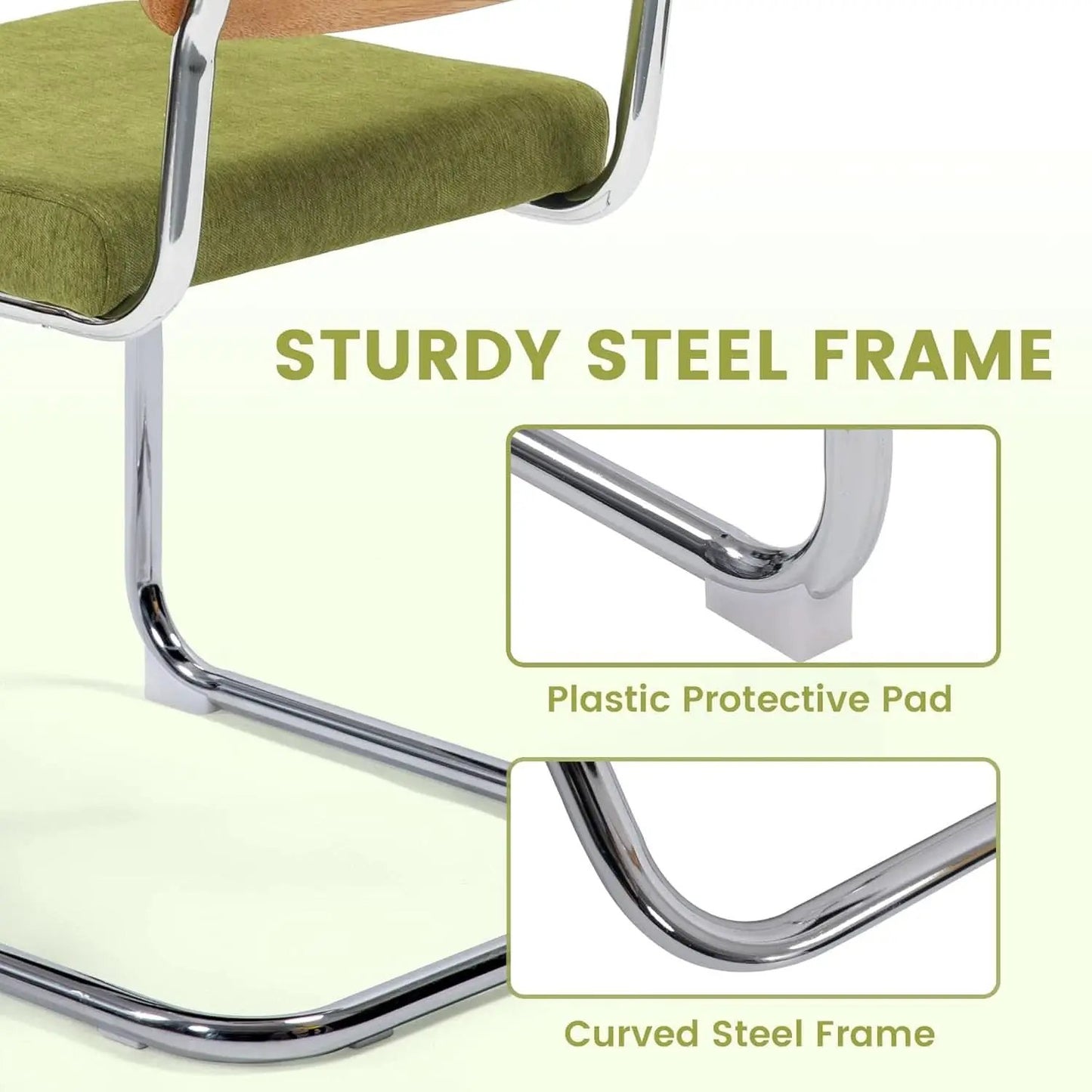 Green Handwoven Cane Dining Chairs Set Of 2 Chrome Base from PriceLows™
