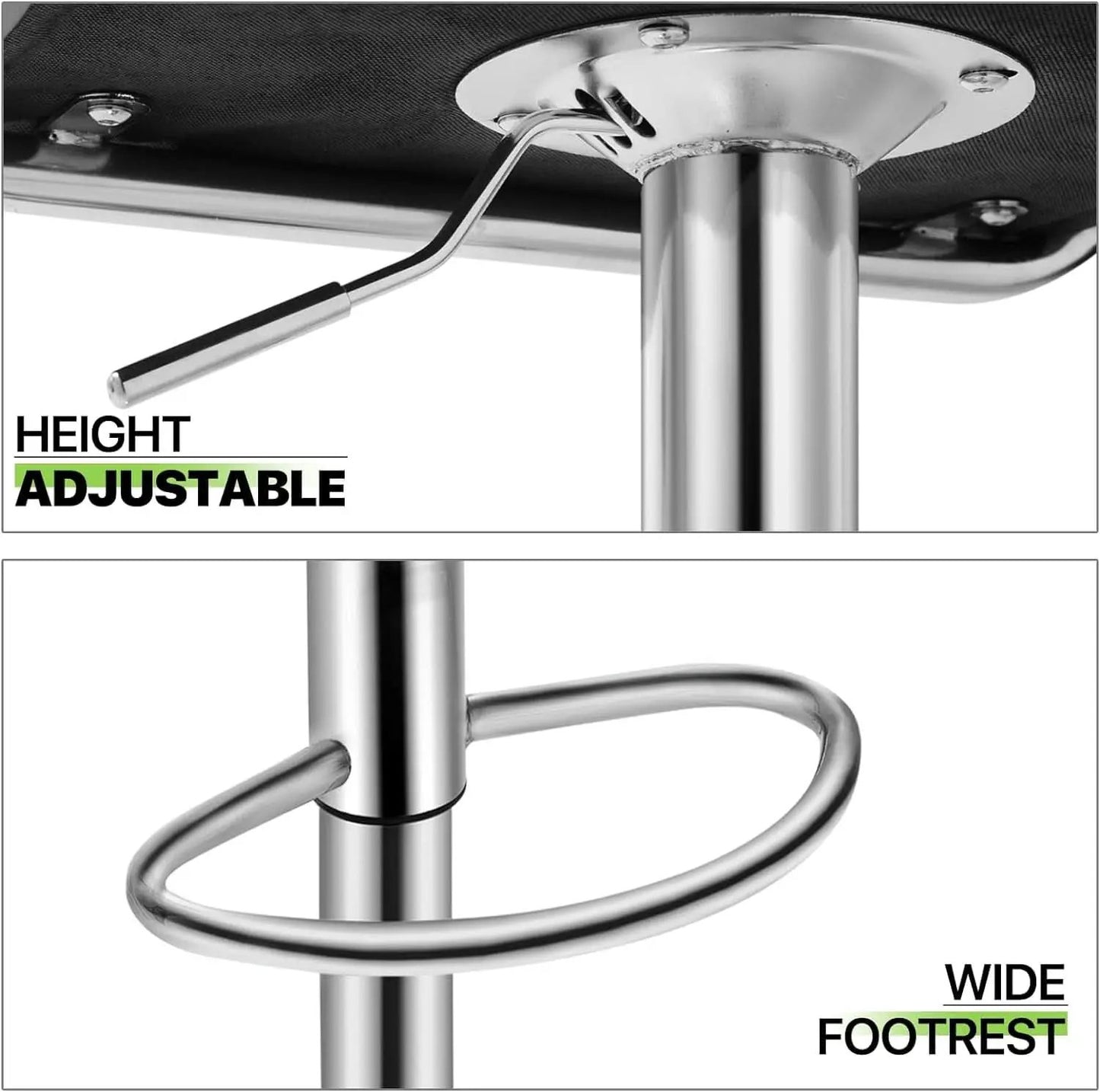 Height Adjustable Grey PU Leather Bar Stools Set Of 2 from PriceLows™