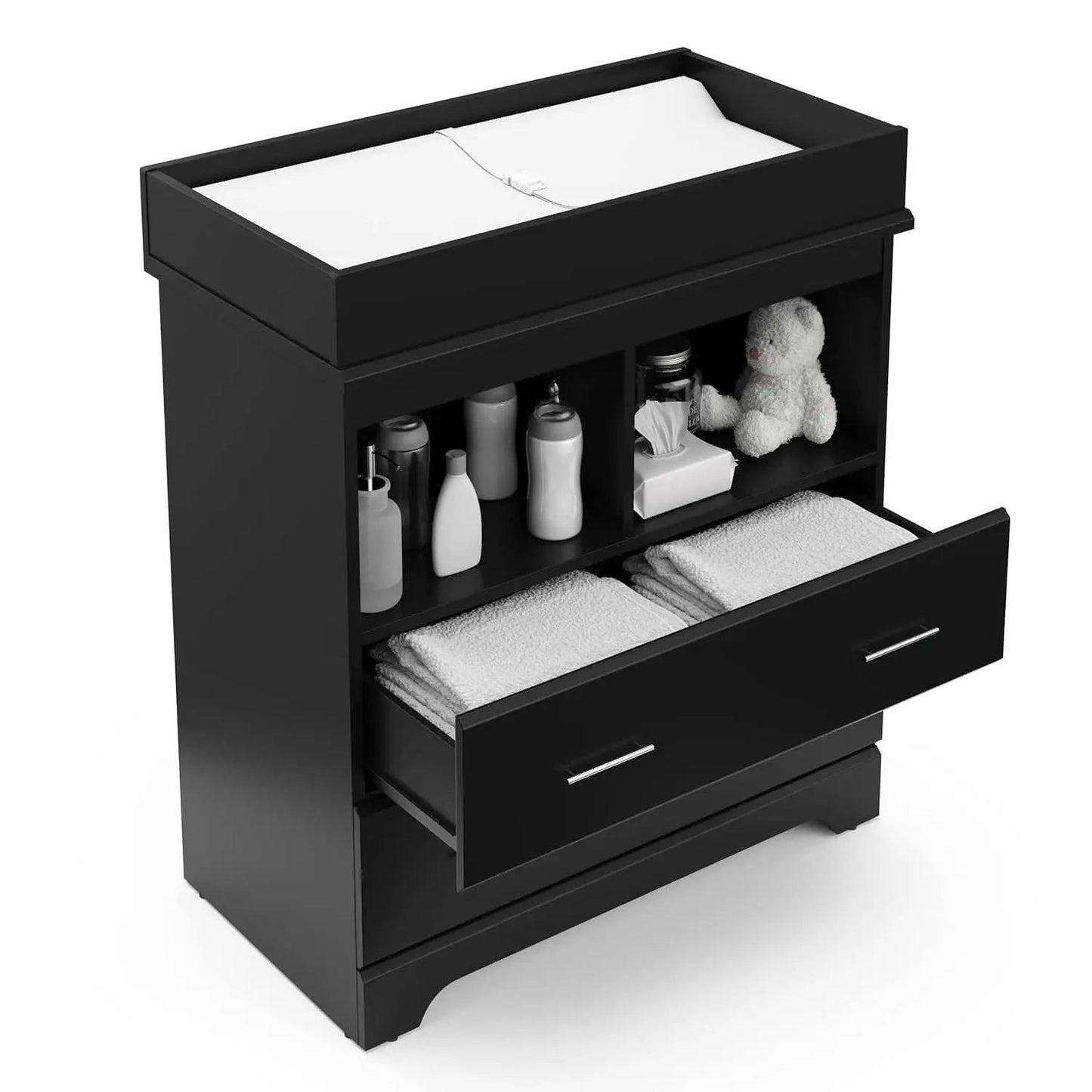 Brookside 2 Drawer Changing Table Dresser Black Topper from PriceLows™
