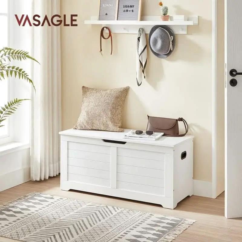 Cloud White LargeCapacity Storage Bench Hinges Chest from PriceLows™