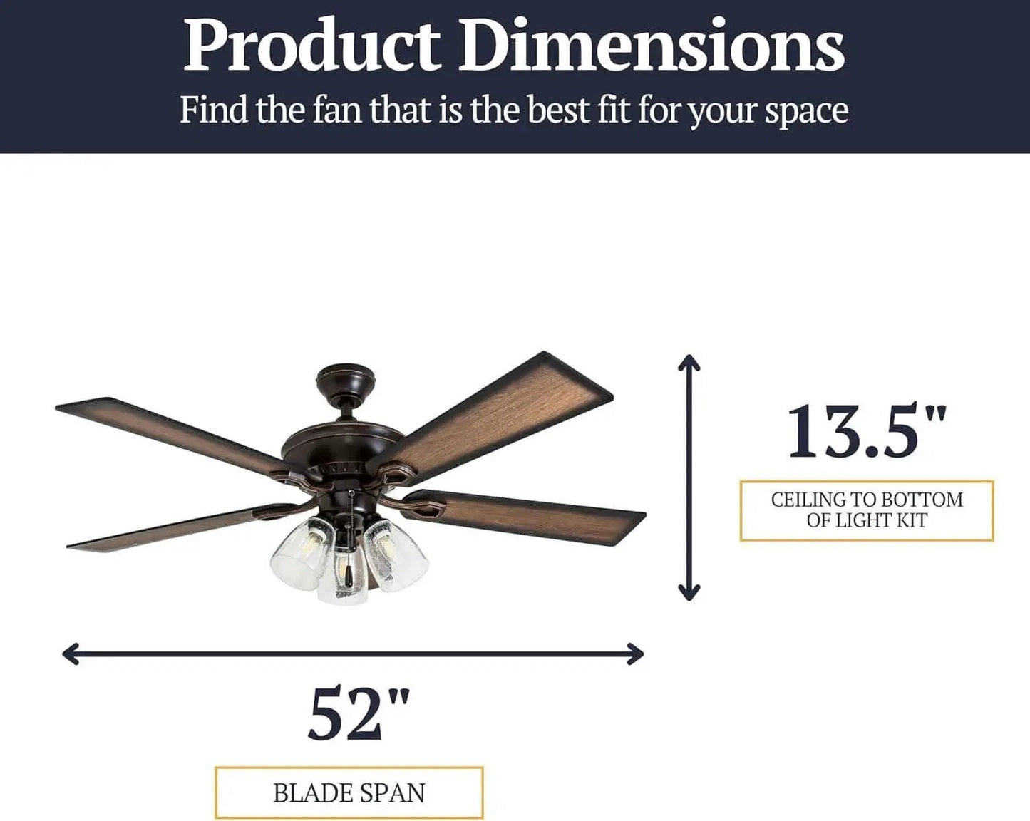 52 Inch Farmhouse LED Ceiling Fan Oil Rubbed Bronze from PriceLows™
