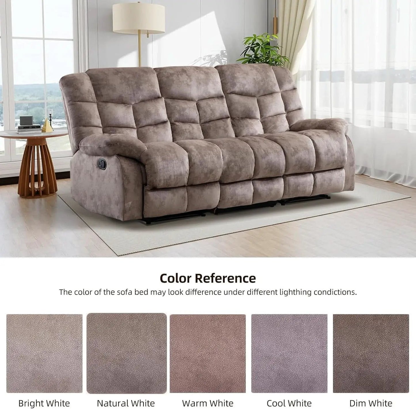Manual Recliner Sofa Set Memory Foam Cushions Brown from PriceLows™