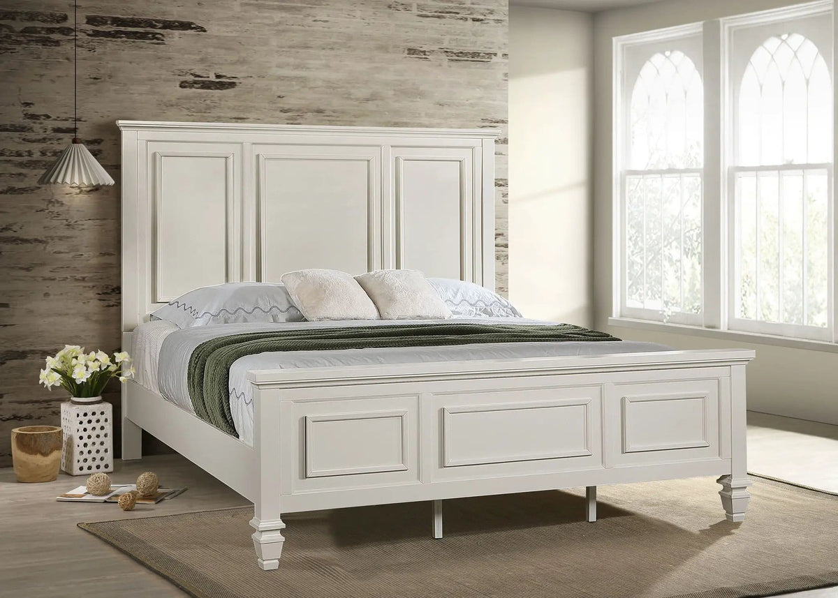 Sandy Beach 63-inch Eastern King Wood Panel Bed Cream | 80.25 x 87.25 x 63 in | Engineered Wood | White