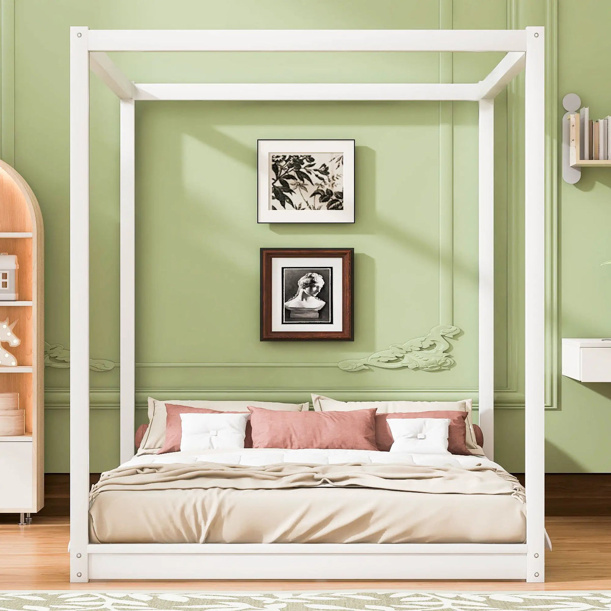 Canopy Platform Bed | Solid Pine Wood | Airflow Slats
